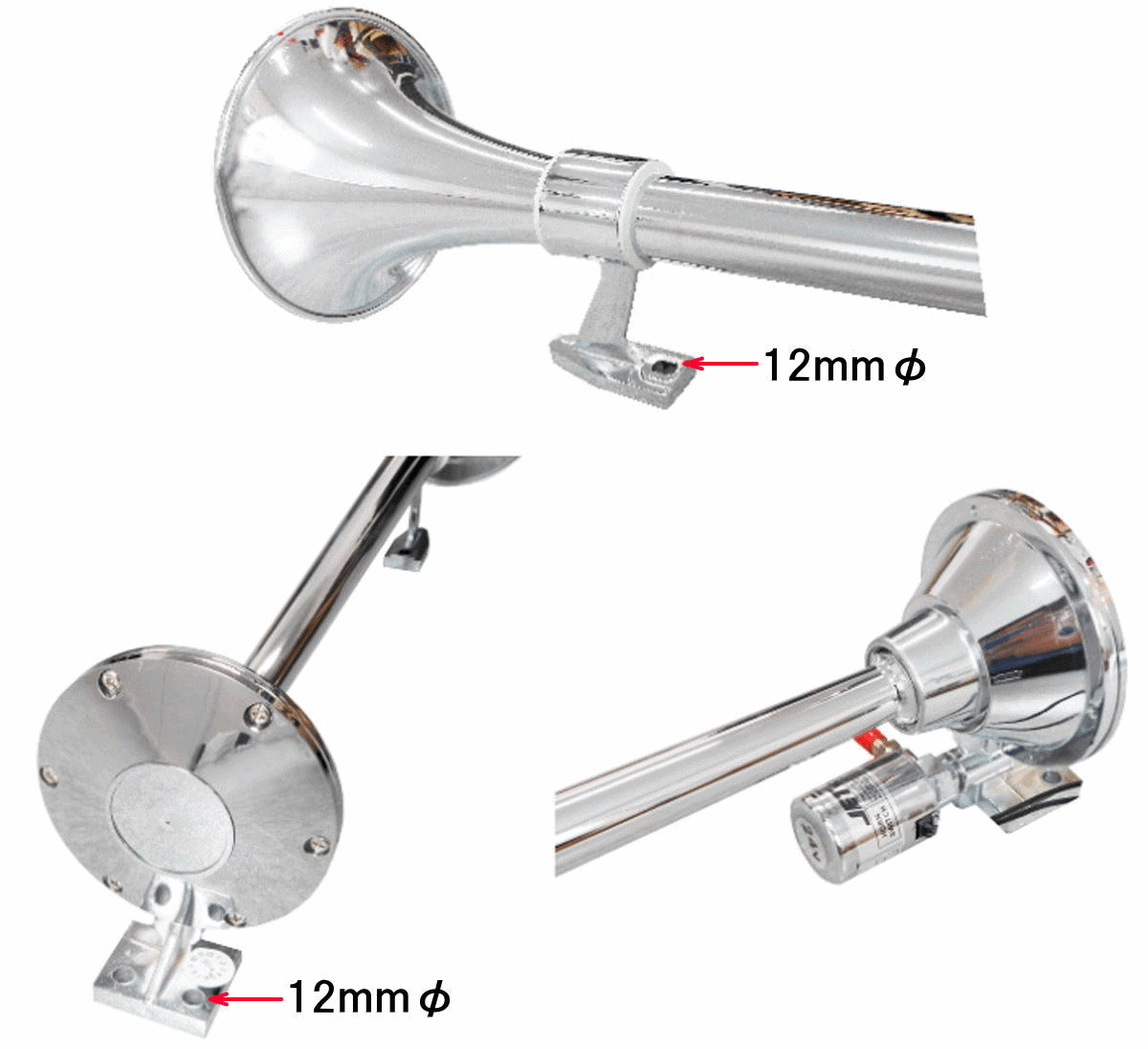 特大ステンレス 丸ビッグホーン エアーホーン 1200mm 24V ラッパ トラック 車 丸型 ビッグホーン 640mm・740mm・1000mm・1200mm 低電流タイプ 24V用｜【公式】トラックショップジェット | トラックパーツ・ トラック用品専門店